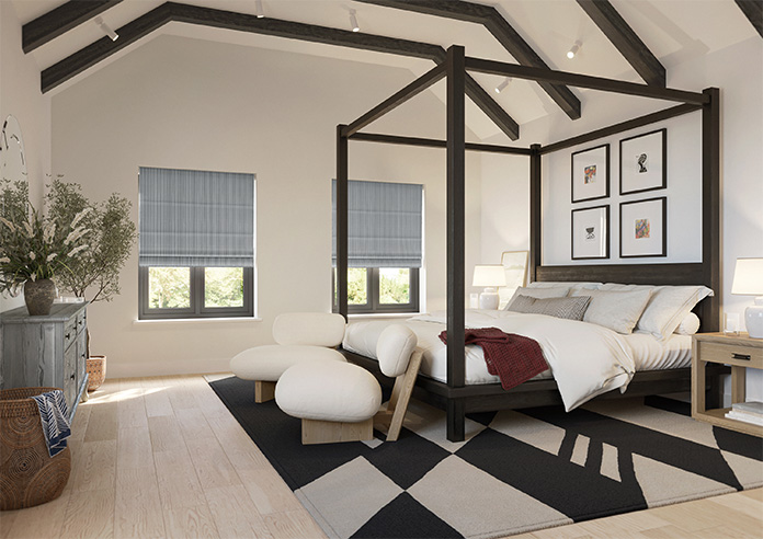 Nautical Stripes, Salt Black - Roman Blind - Image 6